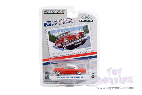 Greenlight - Studebaker Starliner - United States Postal Service (USPS)&reg; America on the Move: 50s Sporty Cars (1953, 1/64 scale diecast model car, Red) 30361/48