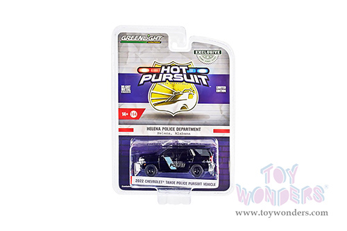 Greenlight - Hot Pursuit | Chevrolet® Tahoe Police Pursuit Vehicle (PPV) - Helena Police Department - Helena, Alabama (2022, 1/64 scale diecast model car, Black) 30416/48