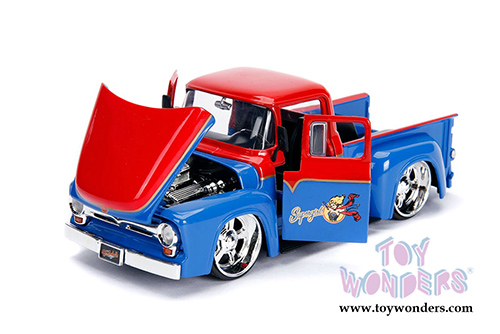 Jada Toys - Metals Die Cast | DC Comics Bombshells - Ford F-100 Pickup Truck with Supergirl&trade; Diecast Figure (1956, 1/24, diecast model toy, Red/Blue) 30454