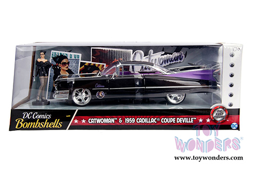 Jada Toys - Metals Die Cast | DC Comics Bombshells - Cadillac Coupe Deville™ with Catwoman™ Diecast Figure (1959, 1/24, diecast model toy, Black) 30458
