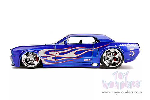 Jada Toys Bigtime Muscle - Ford Mustang #5 "L. John's Racing" (1965, 1/24 scale diecast model car, Candy Blue/w Flames) 30527