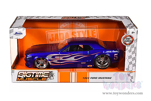 Jada Toys Bigtime Muscle - Ford Mustang #5 "L. John's Racing" (1965, 1/24 scale diecast model car, Candy Blue/w Flames) 30527