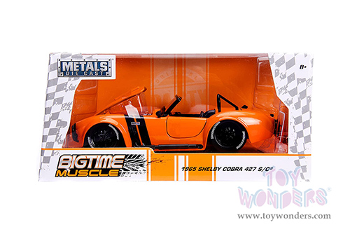 Jada Toys - Metals Die Cast | Big Time Muscle Shelby Cobra 427 S/C® Convertible (1965, 1/24 scale diecast model car, Orange/Black stripes) 30531