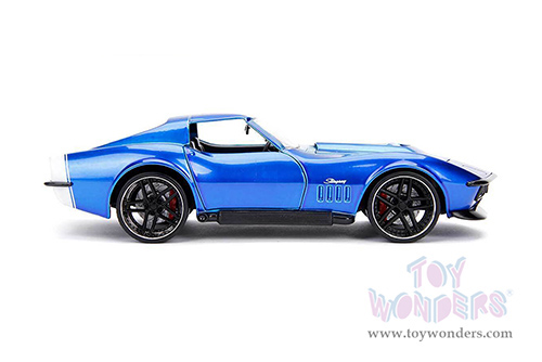 Jada Toys - Metals Die Cast | Bigtime Muscle Chevrolet&reg; Corvette&reg; Stingray&trade; ZL-1 Hardtop (1969, 1/24 scale diecast model car, Blue/White stripe) 30532