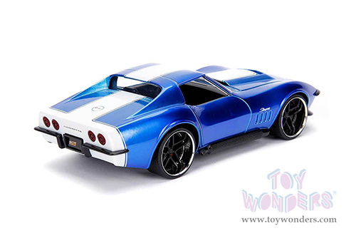 Jada Toys - Metals Die Cast | Bigtime Muscle Chevrolet&reg; Corvette&reg; Stingray&trade; ZL-1 Hardtop (1969, 1/24 scale diecast model car, Blue/White stripe) 30532