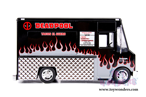 Jada Toys - Metals Die Cast | Taco Truck with Deadpool Figure Black Version (1/24, diecast model car, Black) 30540