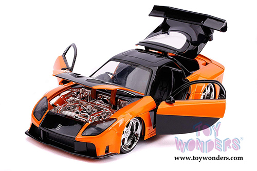 Jada Toys Fast & Furious - Han's Mazda Rx-7 Hardtop (1/24 scale diecast model car, Orange/Black) 30732
