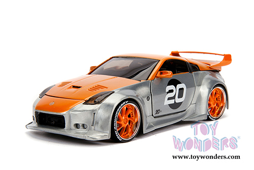 Jada Toys - 20th Anniversary | Option D Nissan 350Z Hardtop (2003, 1/24, diecast model car, Raw Metal/Orange) 31071