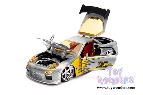Jada Toys - 20th Anniversary | Import Racer! Mazda RX-7 Hardtop (1983, 1/24, diecast model car, Raw Metal) 31088