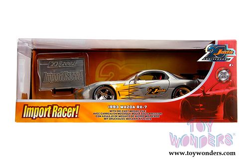 Jada Toys - 20th Anniversary | Import Racer! Mazda RX-7 Hardtop (1983, 1/24, diecast model car, Raw Metal) 31088