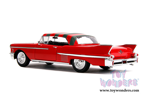 Jada Toys - Metals Die Cast - Hollywood Rides | A Nightmare on Elm Street Cadillac® Series 62 Red with Freddy Krueger™ figure (1958, 1/24 scale diecast model car, Red) 31102
