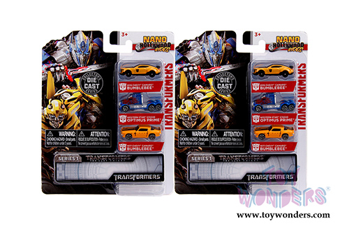 Jada Toys Nano Hollywood Rides | TRANSFORMERS 3-Pack Series 1 (1/65, diecast model car, Asstd.) 31125