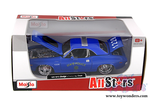Maisto All Stars - State Police Dodge Challenger R/T Coupe (1970, 1/24 scale diecast model car, Blue) 31129BU