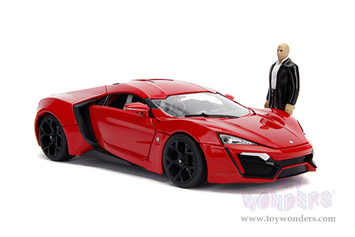 Jada Toys Fast & Furious - Dom's Lykan Hypersport with Lights and Dom Figure (1/18 scale diecast model car, Red) 31140