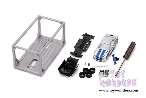 Jada Toys - Build N' Collect Model Kit | Fast & Furious Brian's Nissan Skyline GT-R R34 (1/55, diecast model car, Silver/Blue) 31288