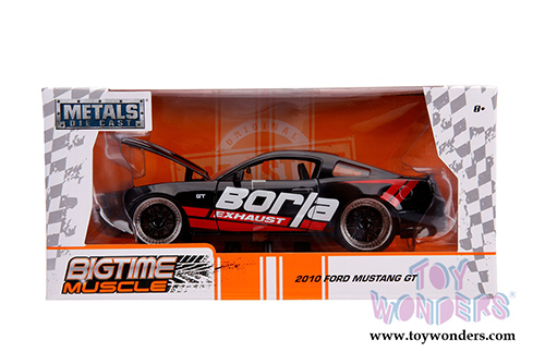 Jada Toys - Metals Die Cast | Big Time Muscle Ford Mustang GT Borla Exhaust Hardtop (2010, 1/24 scale diecast model car, Glossy Black/Red) 31322/4