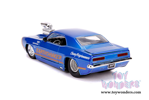 Jada Toys - Metals Die Cast | Big Time Muscle Chevrolet&reg; Camaro&reg; with engine Blower (1969, 1/24 scale diecast model car, Candy Blue/Gold) 31323/4