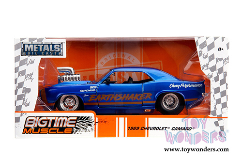 Jada Toys - Metals Die Cast | Big Time Muscle Chevrolet&reg; Camaro&reg; with engine Blower (1969, 1/24 scale diecast model car, Candy Blue/Gold) 31323/4