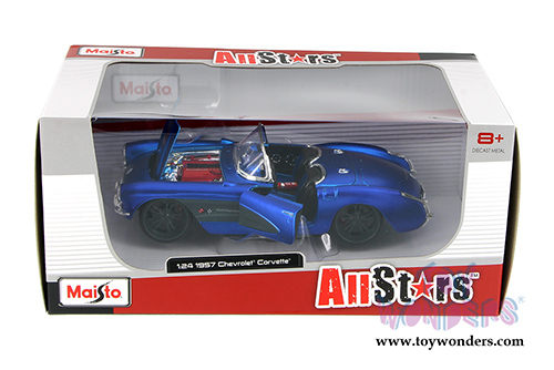 Maisto All Stars - Chevrolet Corvette Convertible (1957, 1/24 scale diecast model car, Blue) 31323BU