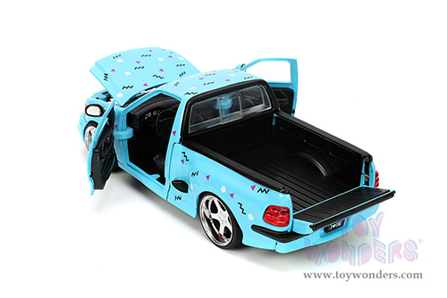 Jada Toys - I Love The 90's | Ford F-150 SVT Lightning Pickup Truck (1999, 1/24 scale diecast model car, Light Blue) 31378
