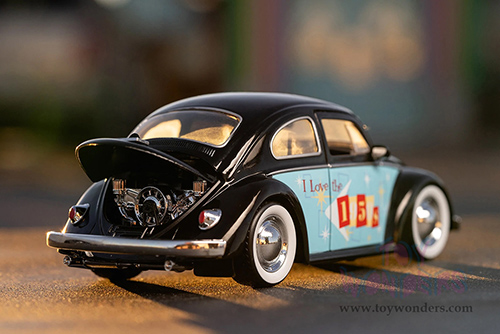 Jada Toys - I Love The 50's | Volkswagen Beetle Hardtop (1959, 1/24 scale diecast model car, Black) 31382
