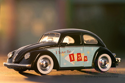 Jada Toys - I Love The 50's | Volkswagen Beetle Hardtop (1959, 1/24 scale diecast model car, Black) 31382