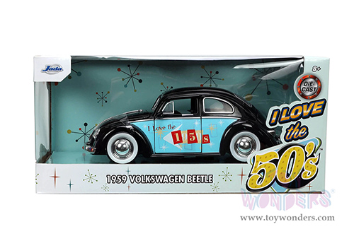 Jada Toys - I Love The 50's | Volkswagen Beetle Hardtop (1959, 1/24 scale diecast model car, Black) 31382
