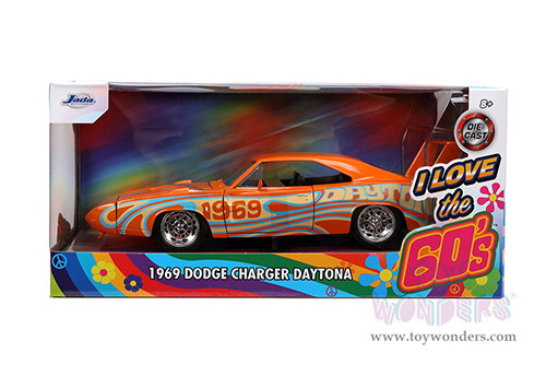 Jada Toys - I Love The 60's | Dodge Charger Daytona (1969, 1/24 scale diecast model car, Orange) 31389