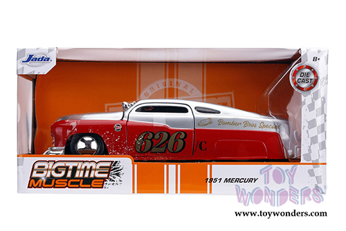 Jada Toy Bigtime Muscle - Mercury Custom #626 Bomber Bros Special Hardtop (1951, 1/24, diecast model car, Silver/Red) 31454