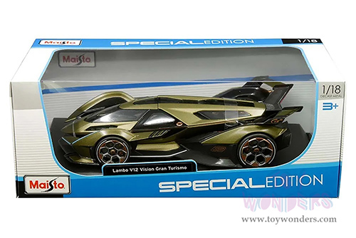  Maisto - Special Edition | Lamborghini V12 Vision Gran Turismo (1/18 scale diecast model car, Matte Green) 31454GN