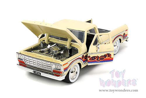Jada Toys - I Love The 70's | Ford F-150 Pickup Truck (1979, 1/24 scale diecast model car, Cream) 31609