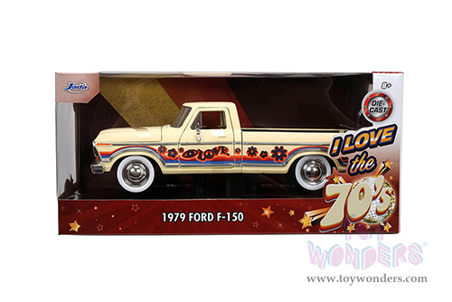 Jada Toys - I Love The 70's | Ford F-150 Pickup Truck (1979, 1/24 scale diecast model car, Cream) 31609