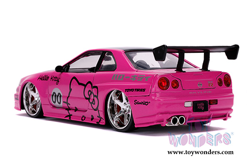 Jada Toys - Hollywood Rides | Nissan Skyline GT-R (BNR34) with Hello Kitty&trade; figure (2002, 1/24, diecast model car, Pink/Black) 31613