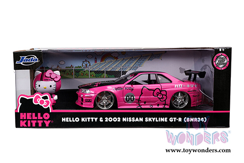 Jada Toys - Hollywood Rides | Nissan Skyline GT-R (BNR34) with Hello Kitty&trade; figure (2002, 1/24, diecast model car, Pink/Black) 31613