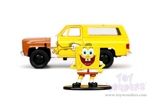 Jada Toys - Hollywood Rides | Chevy® K5 Blazer with SpongeBob SquarePants Figure (1980, 1/32 scale diecast model car, Brown/Yellow) 31798