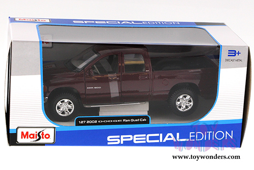 Maisto - Dodge Ram Quad Cab Pickup Truck (2002, 1/27 scale diecast model car, Maroon) 31963MR