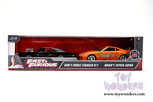 Jada Toys Fast & Furious - Twin Pack Brian's Toyota Supra and Dom's Dodge Charger (1/32 scale diecast model car, Asstd.) 31981