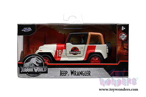 Jada Toys - Hollywood Rides | Jurassic World Jeep® Wrangler (1/32 scale diecast model car, White/Red) 32129/24