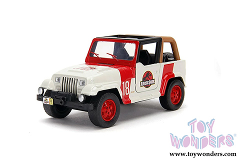 Jada Toys - Hollywood Rides | Jurassic World Jeep® Wrangler (1/32 scale diecast model car, White/Red) 32129/24