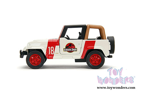 Jada Toys - Hollywood Rides | Jurassic World Jeep® Wrangler (1/32 scale diecast model car, White/Red) 32129/24