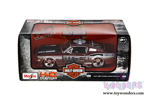 Maisto HD - Ford Mustang GT Hardtop Harley-Davidson (1967, 1/24 scale diecast model car, Silver & Metallic Red) 32168BN