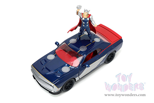 Jada Toys - Dodge Challenger SRT Hellcat with Marvel Thor Diecast Figure (2015, 1/24, diecast model car, Dark Blue) 32186