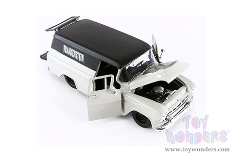 Jada Toys - Hollywood Rides | Universal Monsters Chevrolet® Suburban™ with Frankenstein Diecast Figure (1957, 1/24, diecast model toy, Gray/Black) 32191