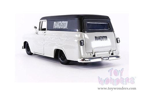 Jada Toys - Hollywood Rides | Universal Monsters Chevrolet® Suburban™ with Frankenstein Diecast Figure (1957, 1/24, diecast model toy, Gray/Black) 32191