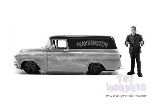 Jada Toys - Hollywood Rides | Universal Monsters Chevrolet® Suburban™ with Frankenstein Diecast Figure (1957, 1/24, diecast model toy, Gray/Black) 32191