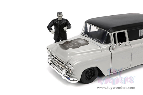 Jada Toys - Hollywood Rides | Universal Monsters Chevrolet® Suburban™ with Frankenstein Diecast Figure (1957, 1/24, diecast model toy, Gray/Black) 32191