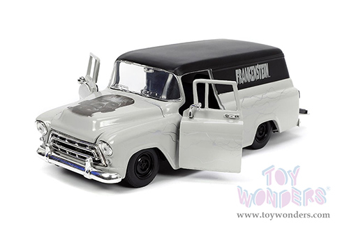 Jada Toys - Hollywood Rides | Universal Monsters Chevrolet® Suburban™ with Frankenstein Diecast Figure (1957, 1/24, diecast model toy, Gray/Black) 32191