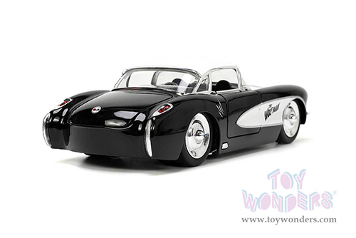 Jada Toys - Hollywood Rides | Chevrolet&reg; Corvette&trade; with Wolfman Diecast Figure "Universal Monsters" (1957, 1/24, diecast model car, Black/White) 32195/4