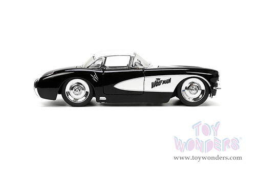Jada Toys - Hollywood Rides | Chevrolet&reg; Corvette&trade; with Wolfman Diecast Figure "Universal Monsters" (1957, 1/24, diecast model car, Black/White) 32195/4