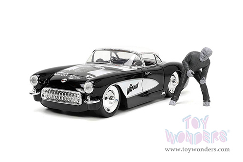 Jada Toys - Hollywood Rides | Chevrolet&reg; Corvette&trade; with Wolfman Diecast Figure "Universal Monsters" (1957, 1/24, diecast model car, Black/White) 32195/4